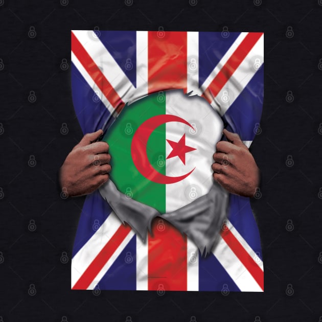 Algeria Flag Great Britain Flag Ripped - Gift for Algerian From Algeria by Country Flags